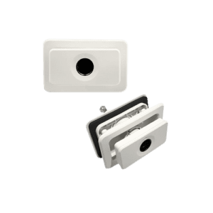 Cerradura rectangular blanca sin cilindro